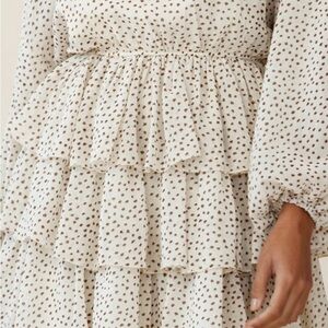 Vestique Women's M Polka Dot Ruffle Knee Length Dress Multicolor Casual